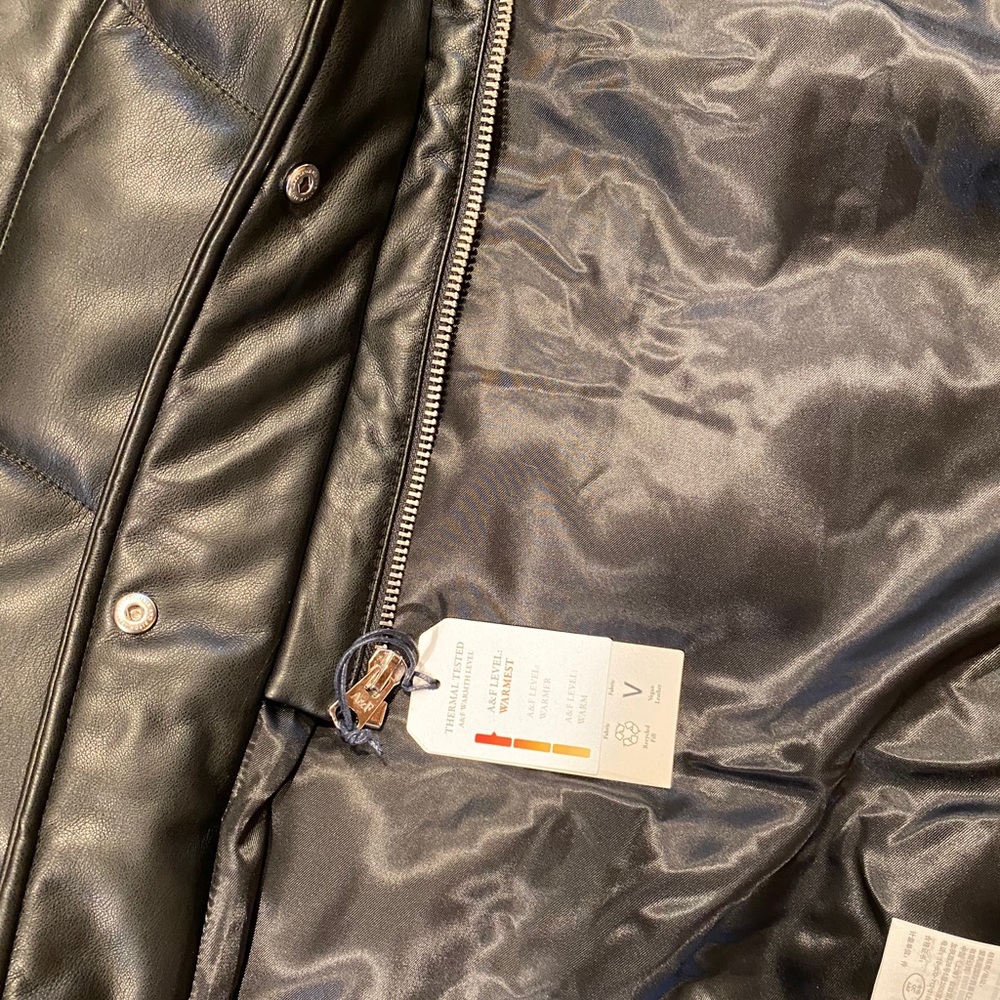 NWT Abercrombie Vegan Leather Ultra Long Puffer - Picture 11 of 12